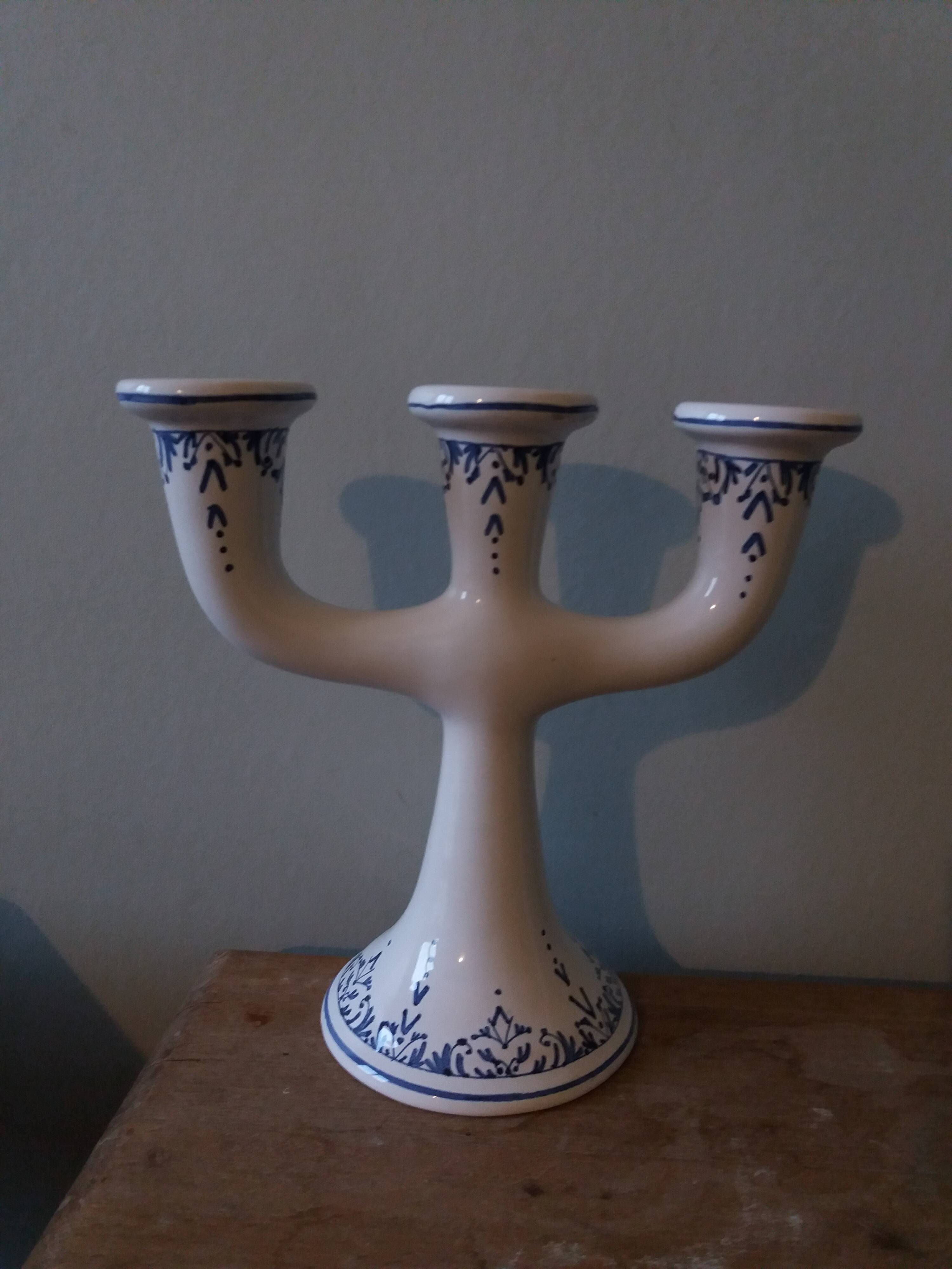 Candlestick candle holder signed Fitzpatrick Forgotten earthenware from Gascony