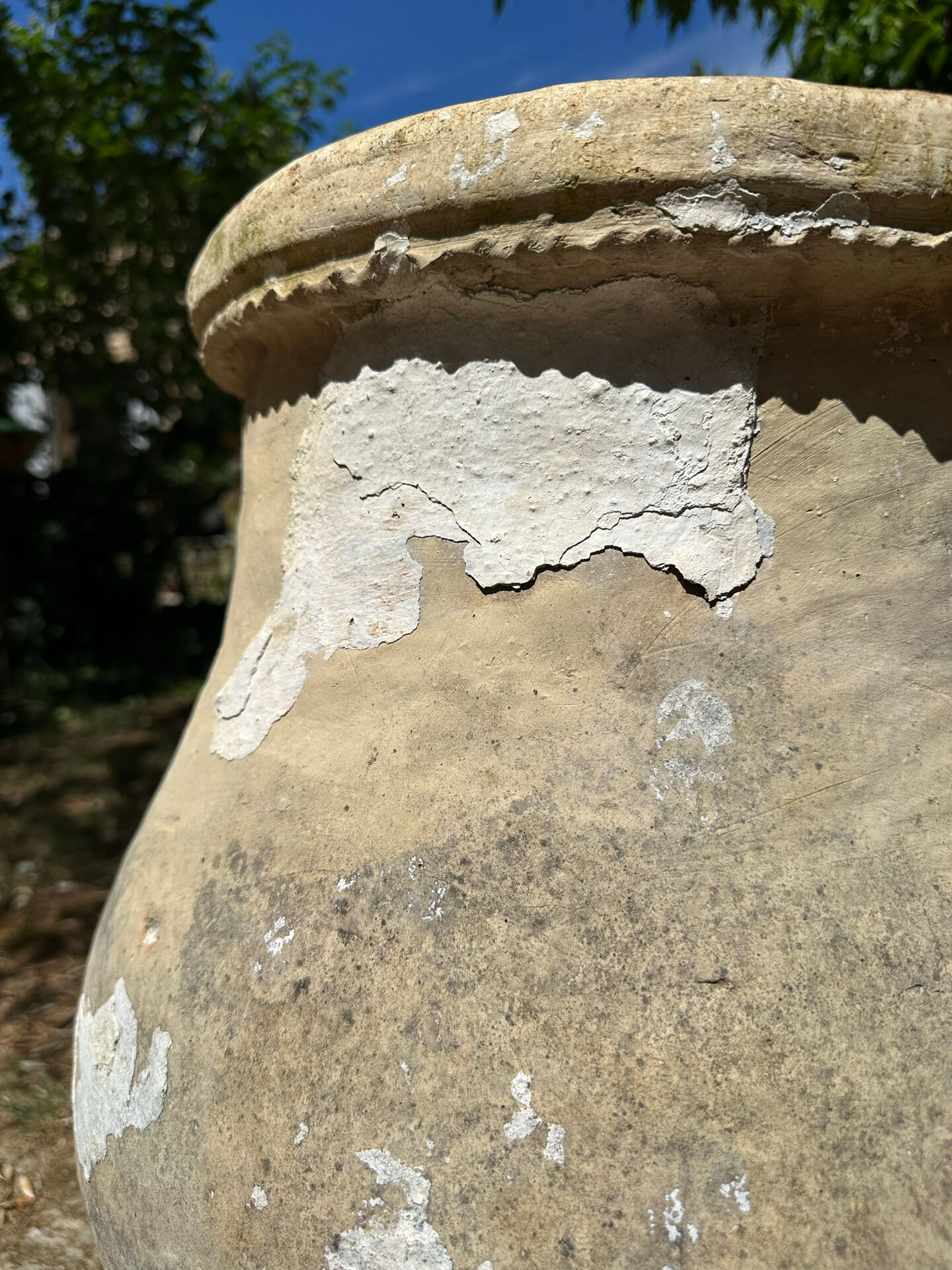 Ancient terracotta pottery jar