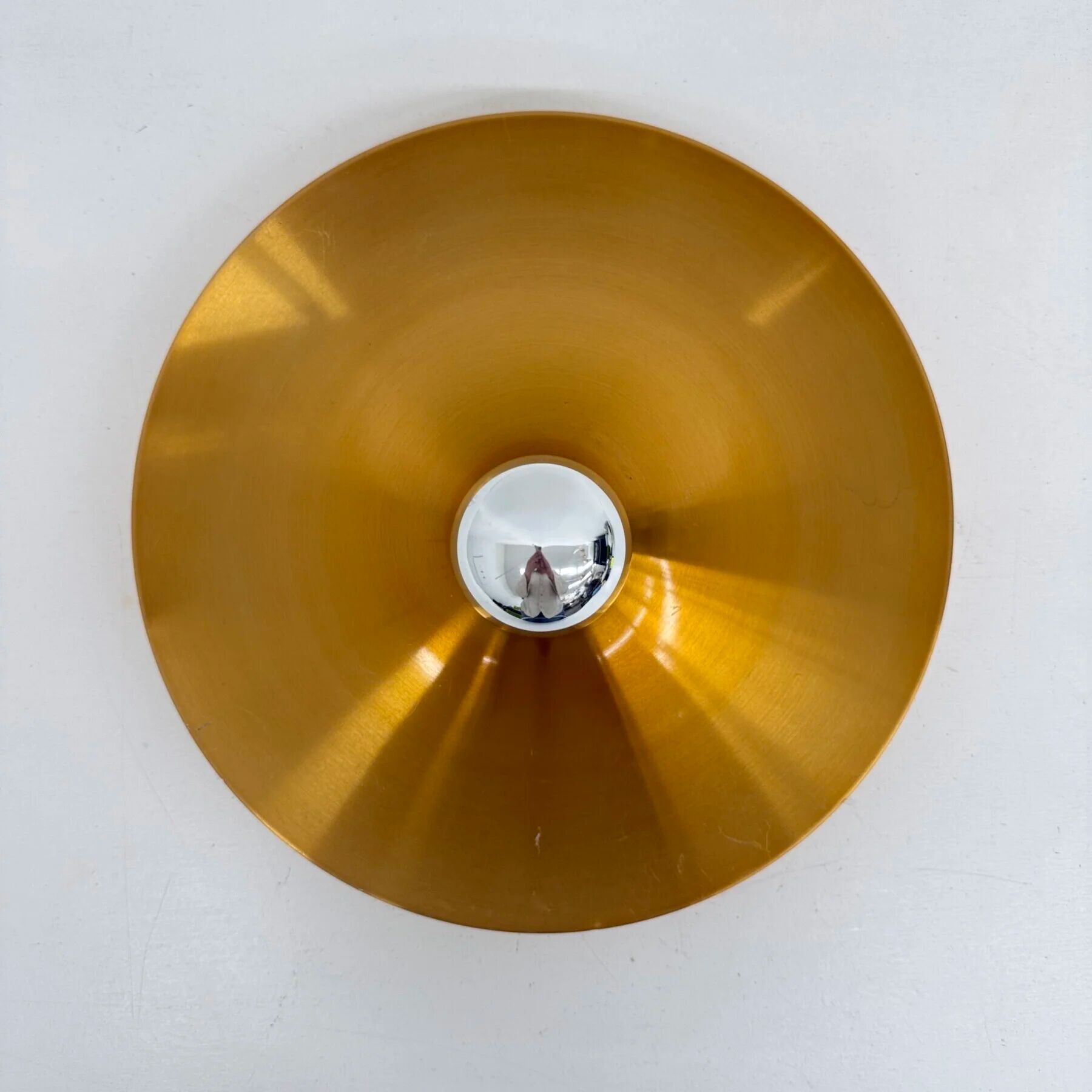 Vintage rose gold disc wall lamp sconce, 1970s Germany
