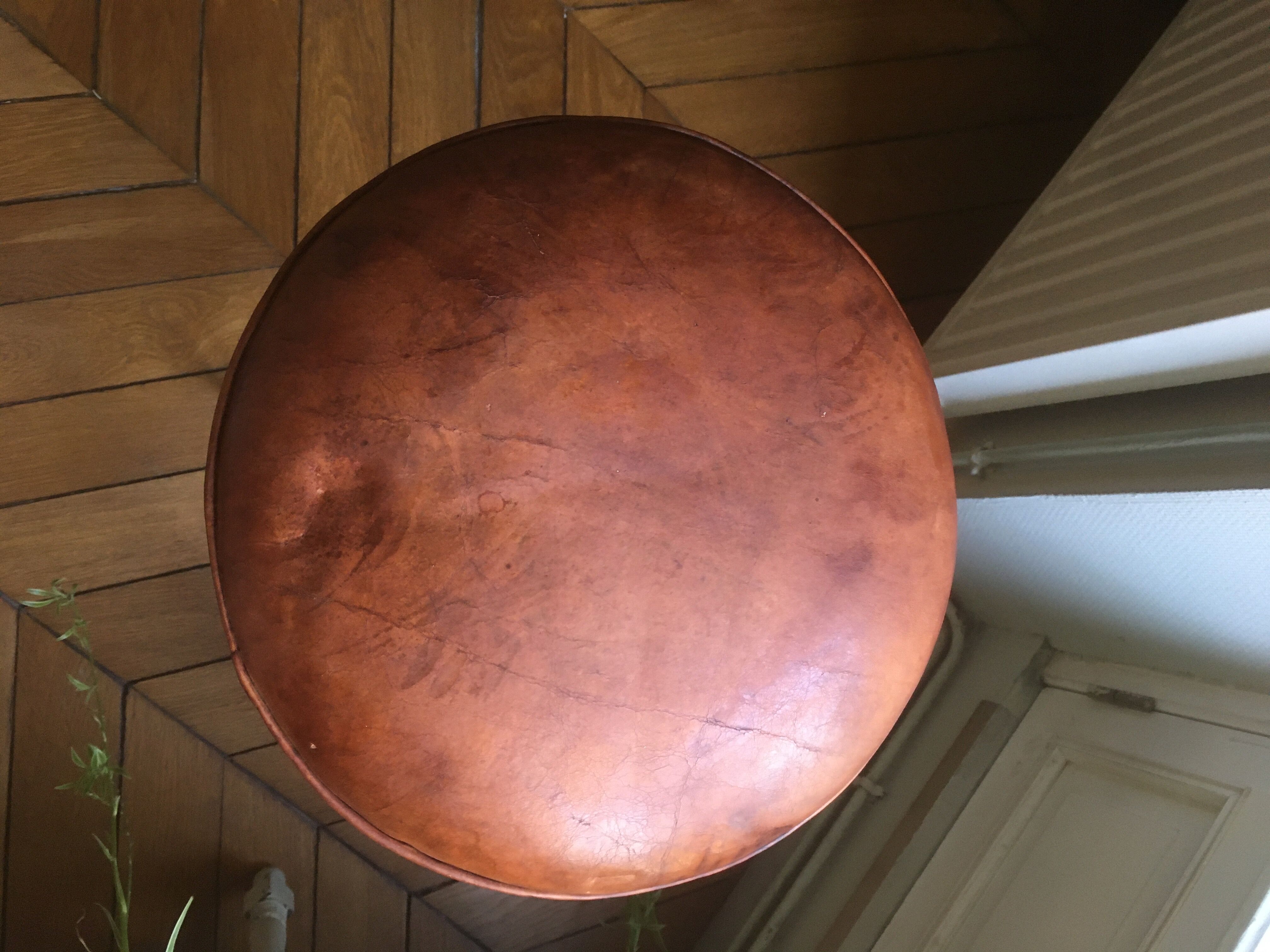 Pair of leather seated bar stools