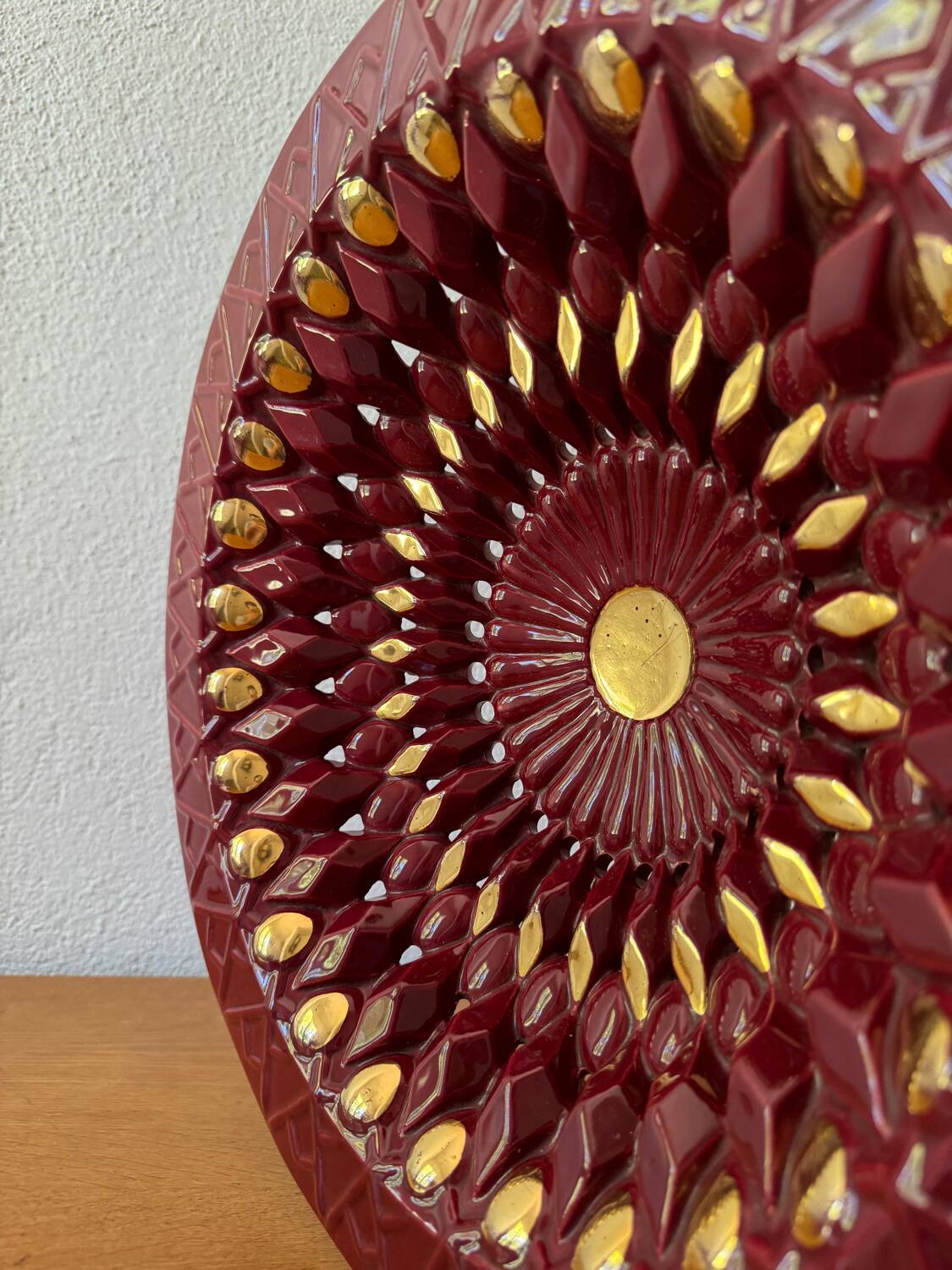 Large openwork ceramic dish from Vallauris, 1960s
