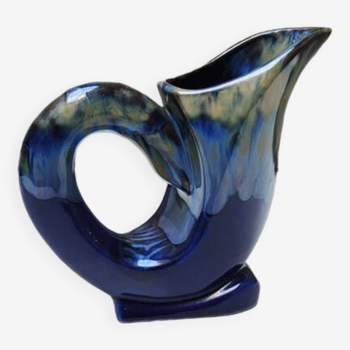 Old Carafe Vase in Flamed Blue Ceramic "175"