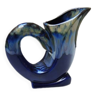 Old Carafe Vase in Flamed Blue Ceramic "175"