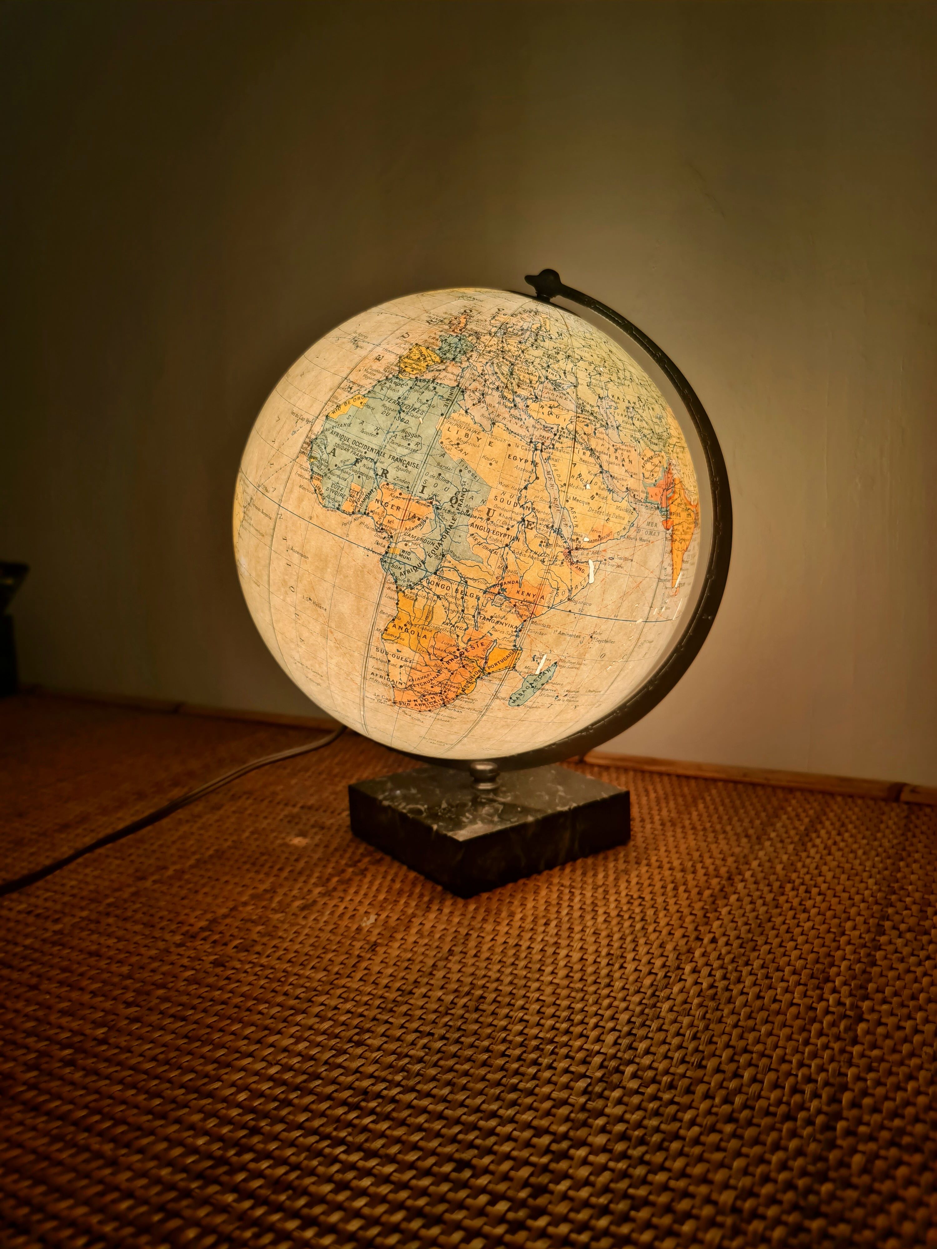 Vintage Globe Taride Marble and Glass