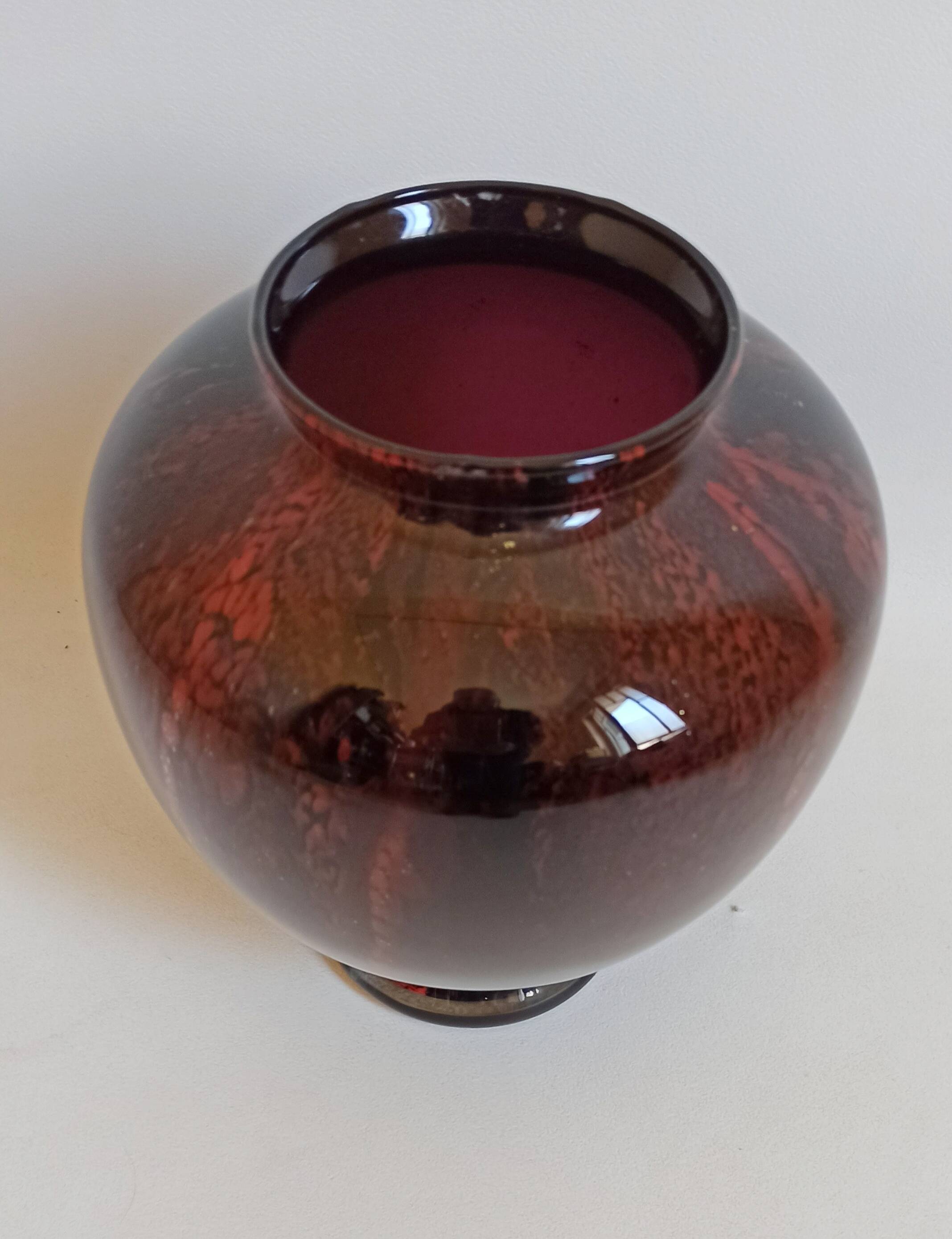 Carmine red blown glass vase 1950s