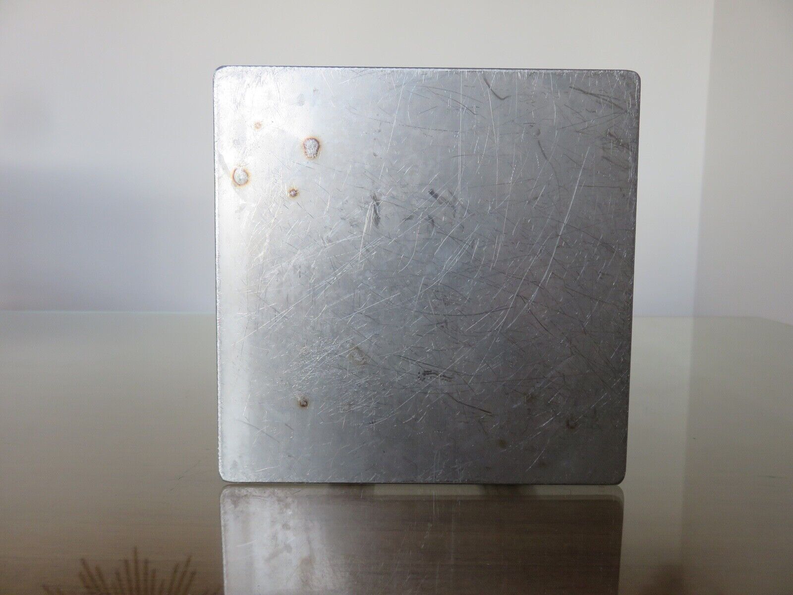 Triple candle holder, modernist, minimalist stainless steel 1970