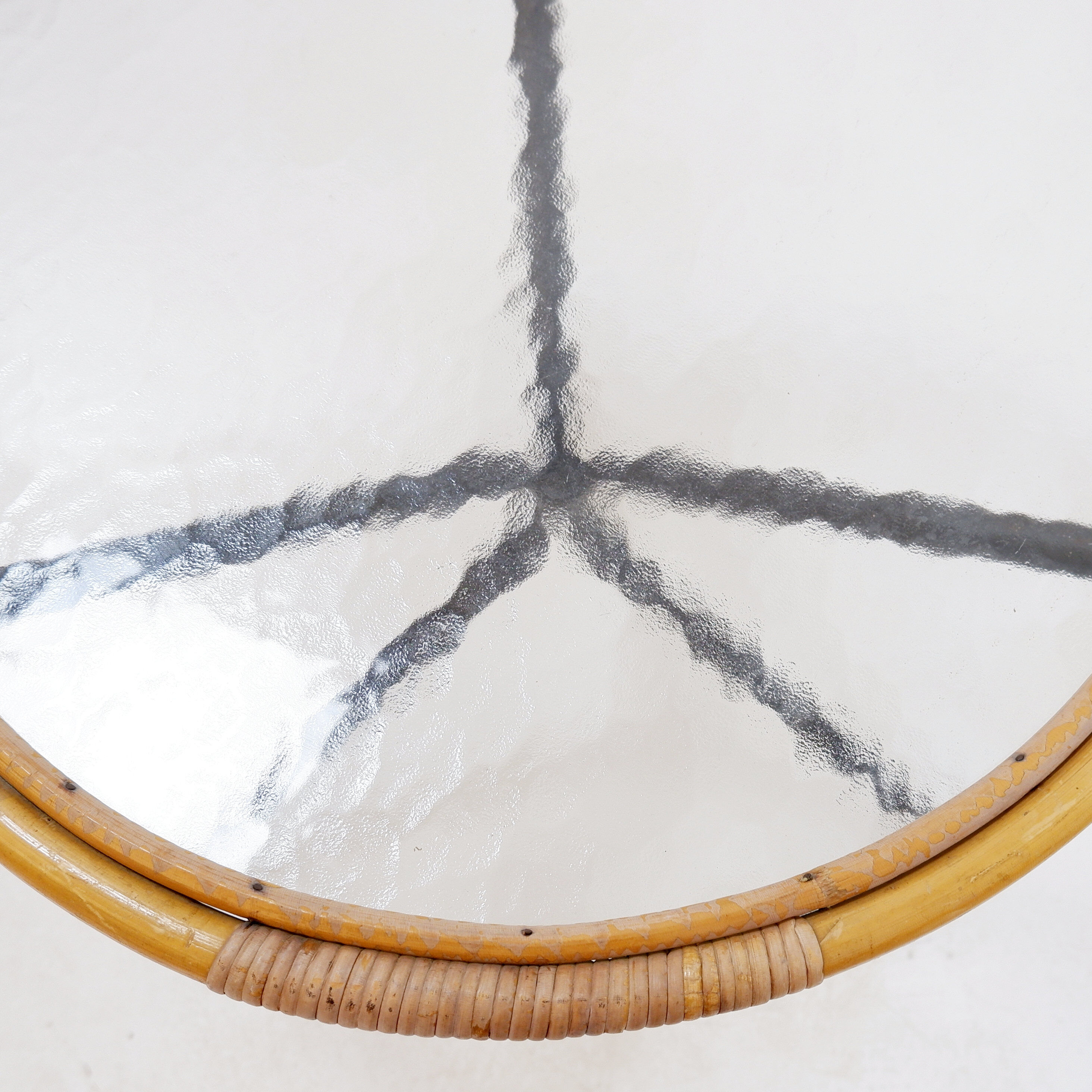 Mid-century bamboo, metal, and glass side table - Netherlands 1960s