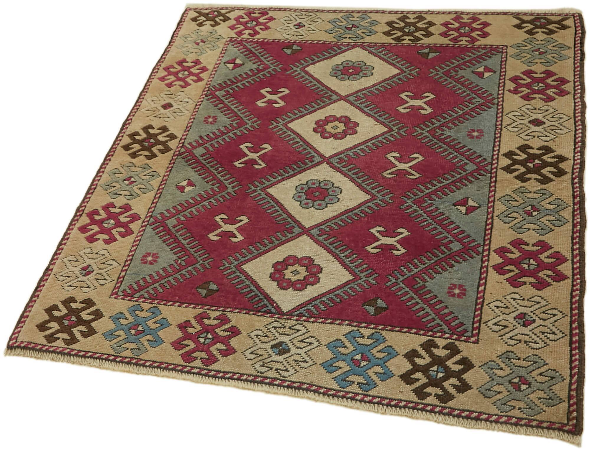 Turkish Vintage Anatolian Rug 106 cm x 120 cm