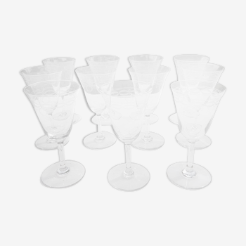 Set of 11 crystal wine glasses 1930s