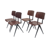 Lot of 4 vintage school chairs Galvanitas S16 Netherlands