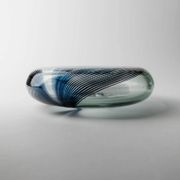 Blue Murano Glass Bowl with Filigree Twist - Vintage Italian Glass Art, 1970s, Table Decor