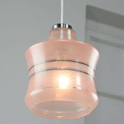 Vintage Italian Chrome and Pink Glass Pendant Lamp