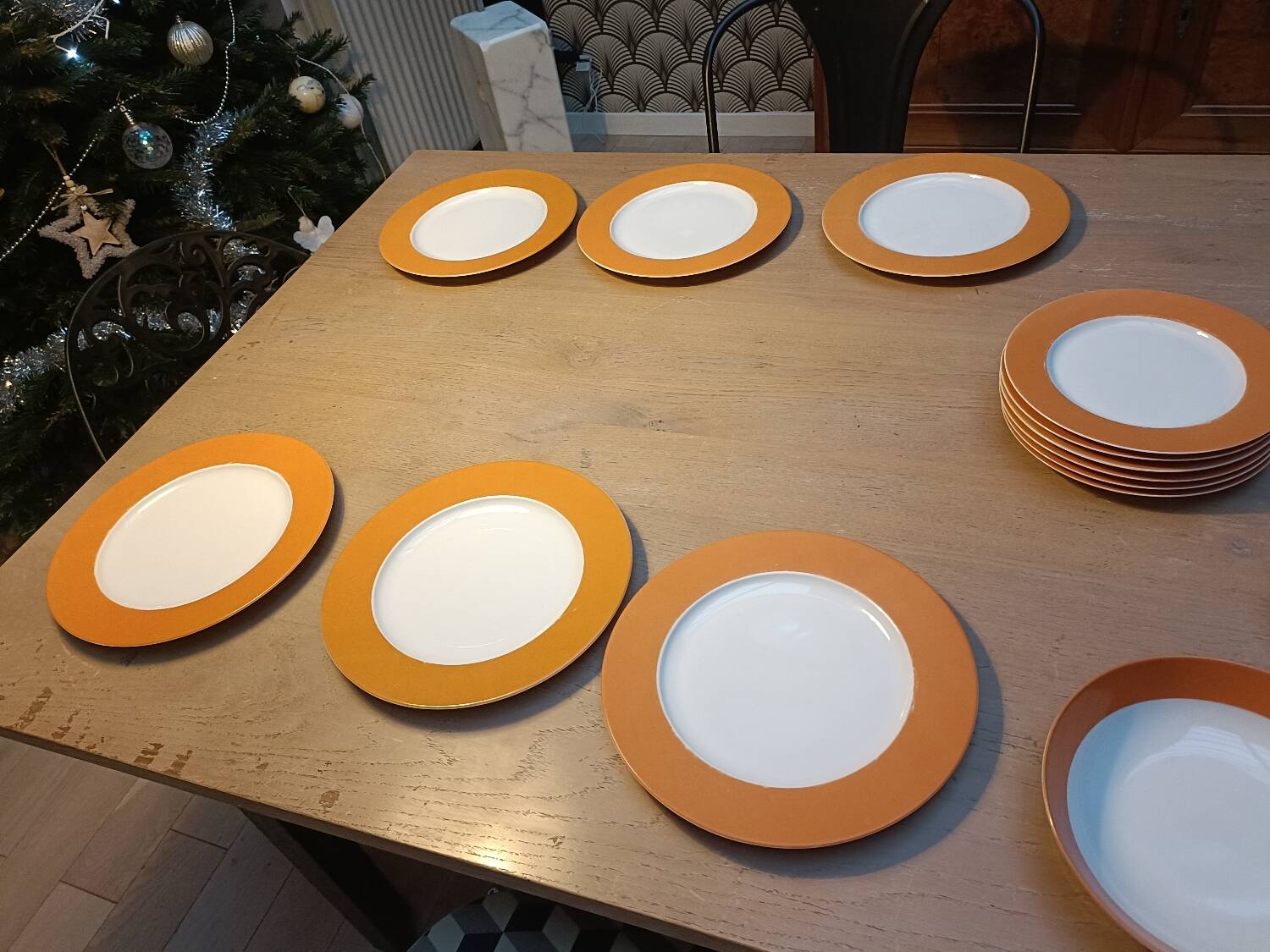 Orange Limoges porcelain plates