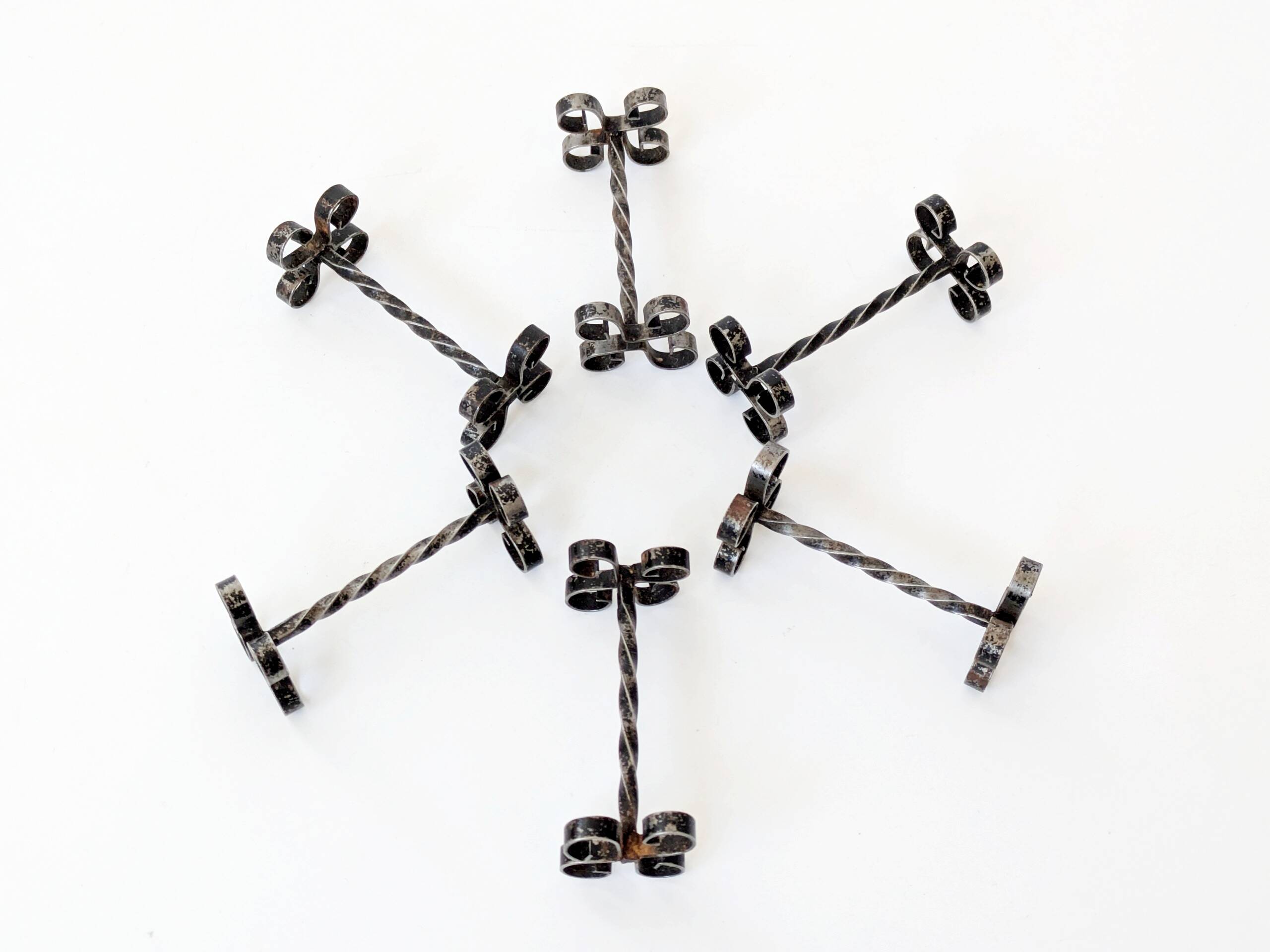 Set of 6 vintage wrought iron knife rests, France, 1970s