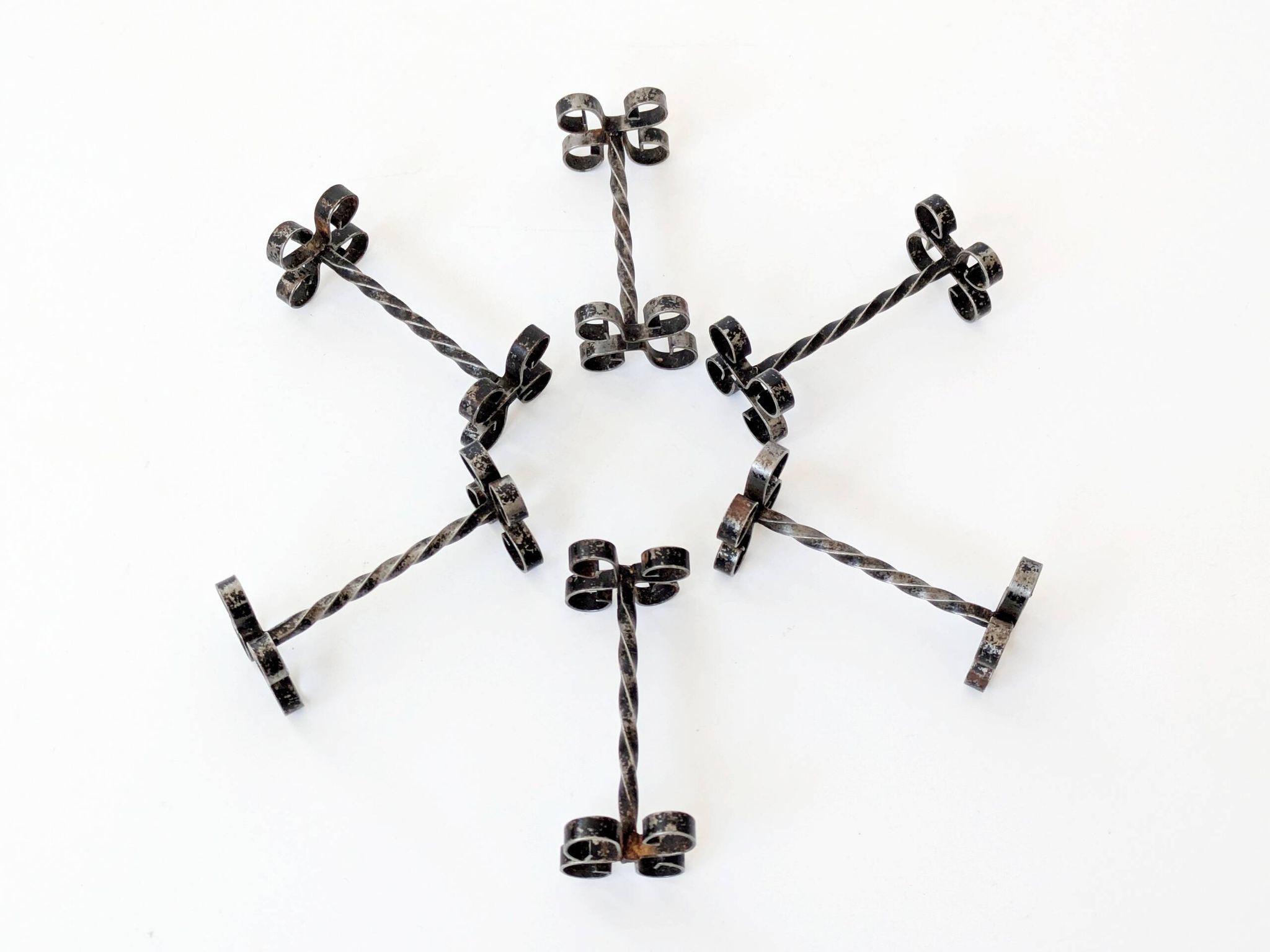 Set of 6 vintage wrought iron knife rests, France, 1970s