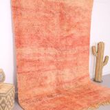 Tapis marocain vintage fait main 196 x 280 cm - Tapis marocain couleur pêche - Berbère