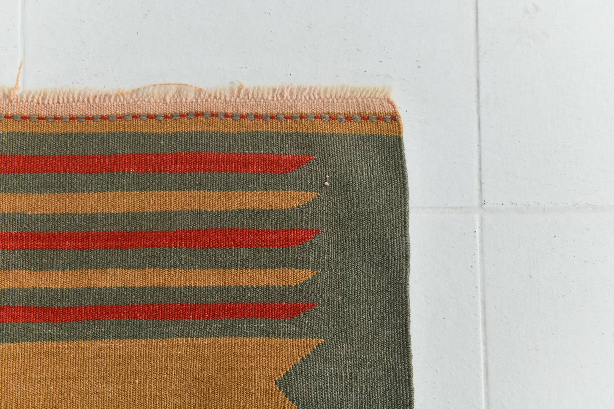 2x6 Red & Green Short Kilim Runner Rug, 73x188Cm