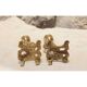 Pair of gilded bronze candlestick holders in brutalist style from around 1970.