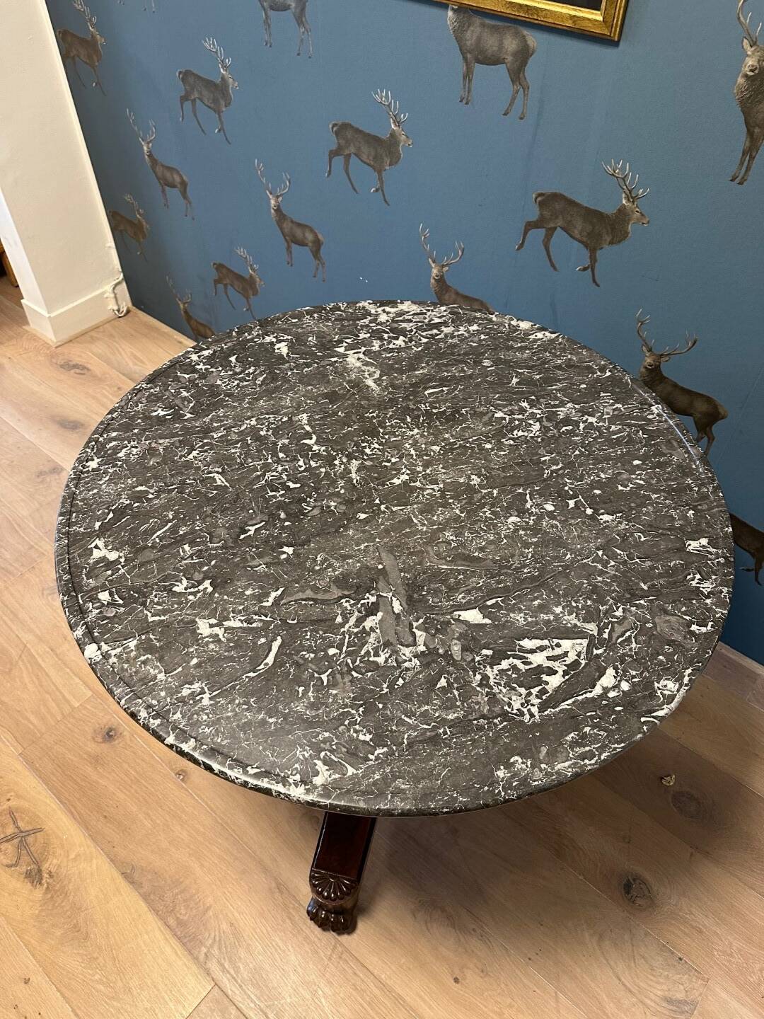 Antique gueridon table with marble top