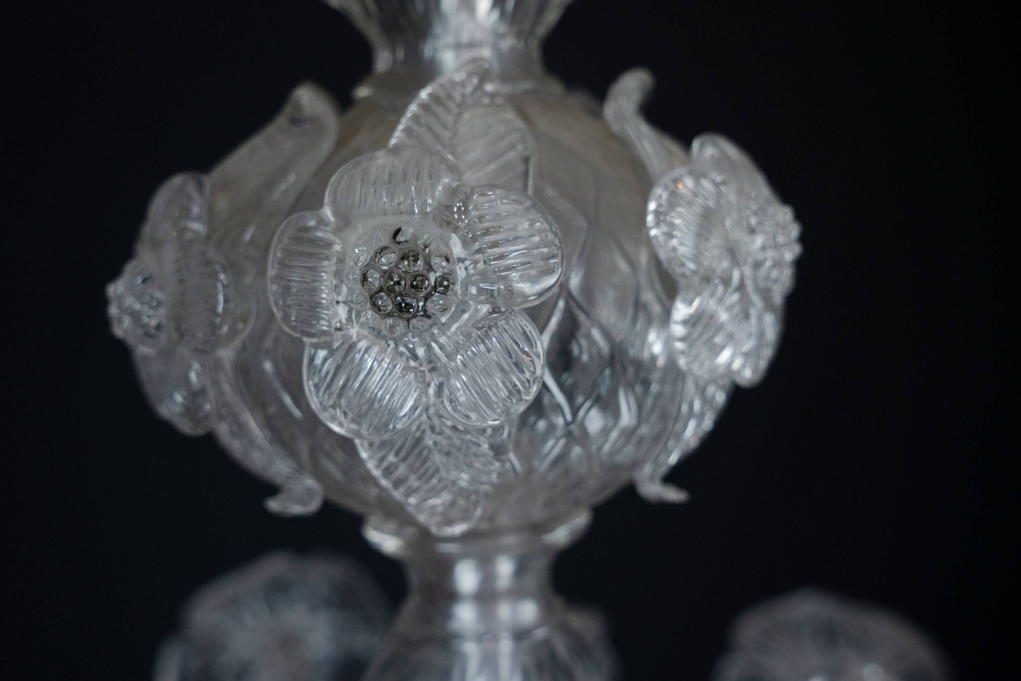 1940s Vintage Murano Clear Glass Chandelier, Classic Italian Art Glass