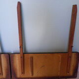 Table in red formica, 4 roc chairs, 2 extension cords, 2 drawers 60