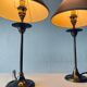 Pair of brass lamps