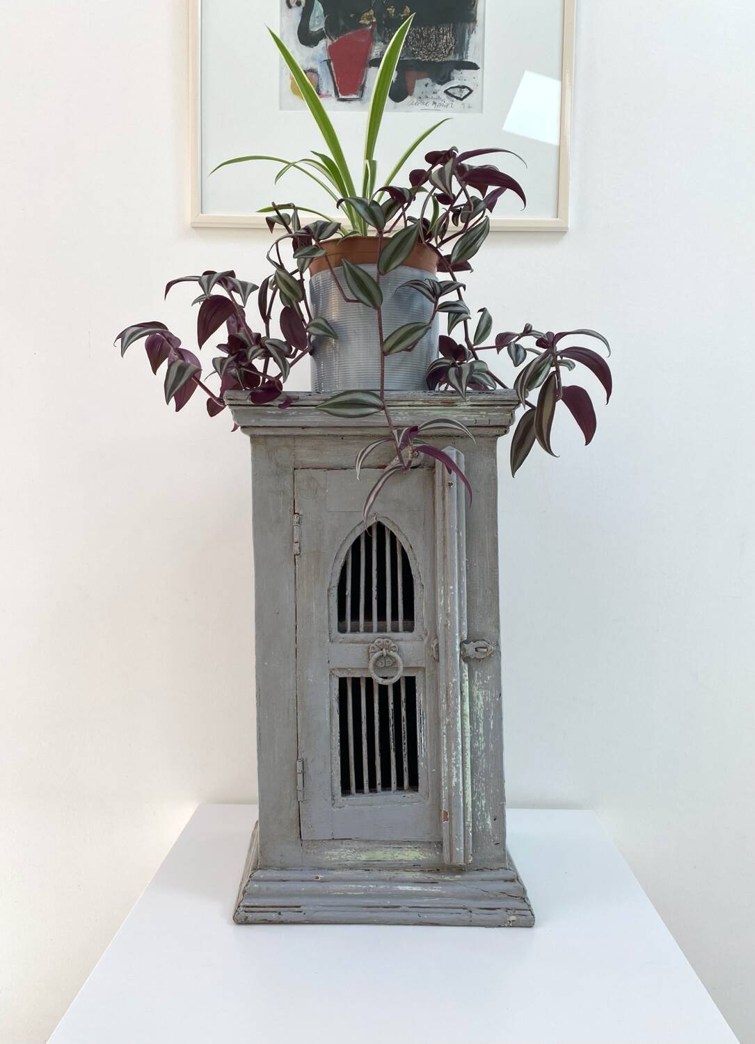 Storage unit, old buffet in weathered gray wood