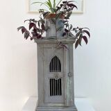 Meuble de rangement, buffet ancien en bois gris patiné