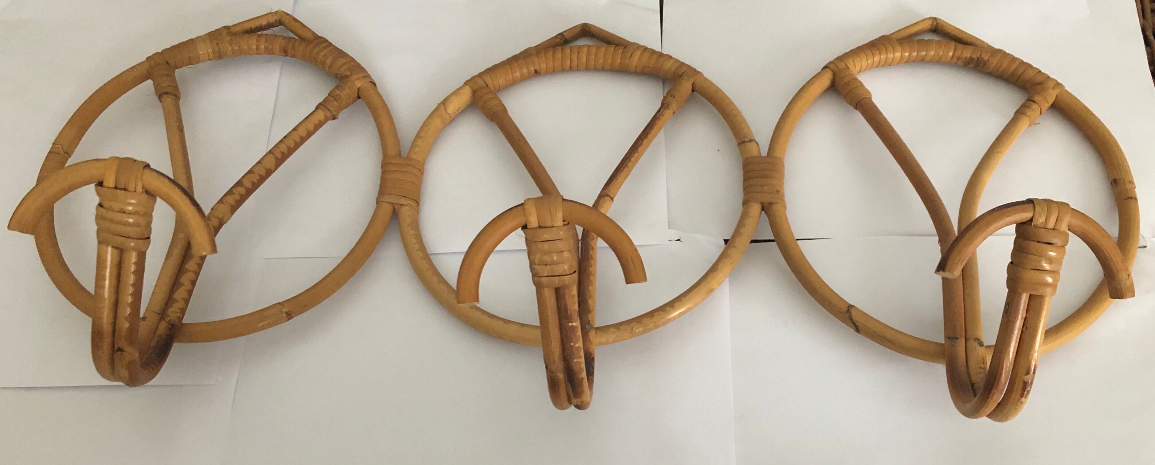Porte manteau rotin vintage