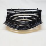 Large Vintage Black Bamboo Fruit Basket