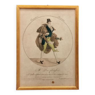 Painting Dandy Caricatures Parisiennes Martinet 1810