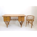 Rattan desk and chair  70