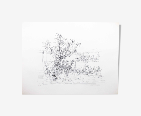 Lithographie de Jurg Keller intitulée Jardin Sud