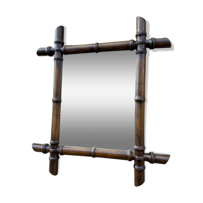 petit Miroir glace vintage style Faux bambou french Mirror 1920s