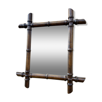 petit Miroir glace vintage style Faux bambou french Mirror 1920s