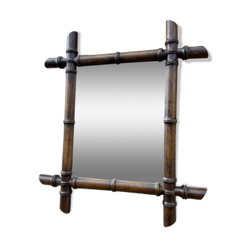 petit Miroir glace vintage style Faux bambou french Mirror 1920s