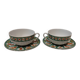2 breakfast cups, 2 saucers, porcelain Christofle Oceana green.