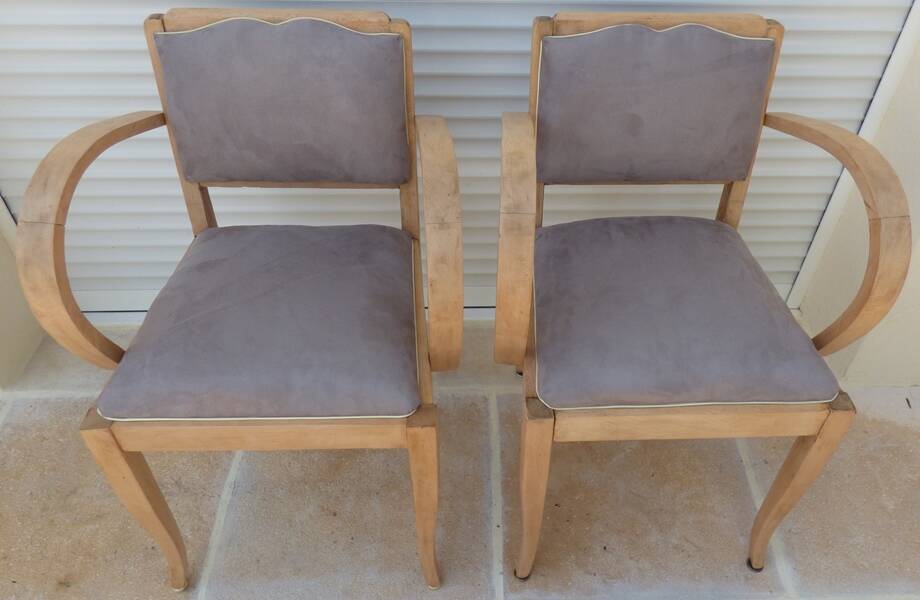 2 chic mustache bridge armchairs from the 50s, fully restored