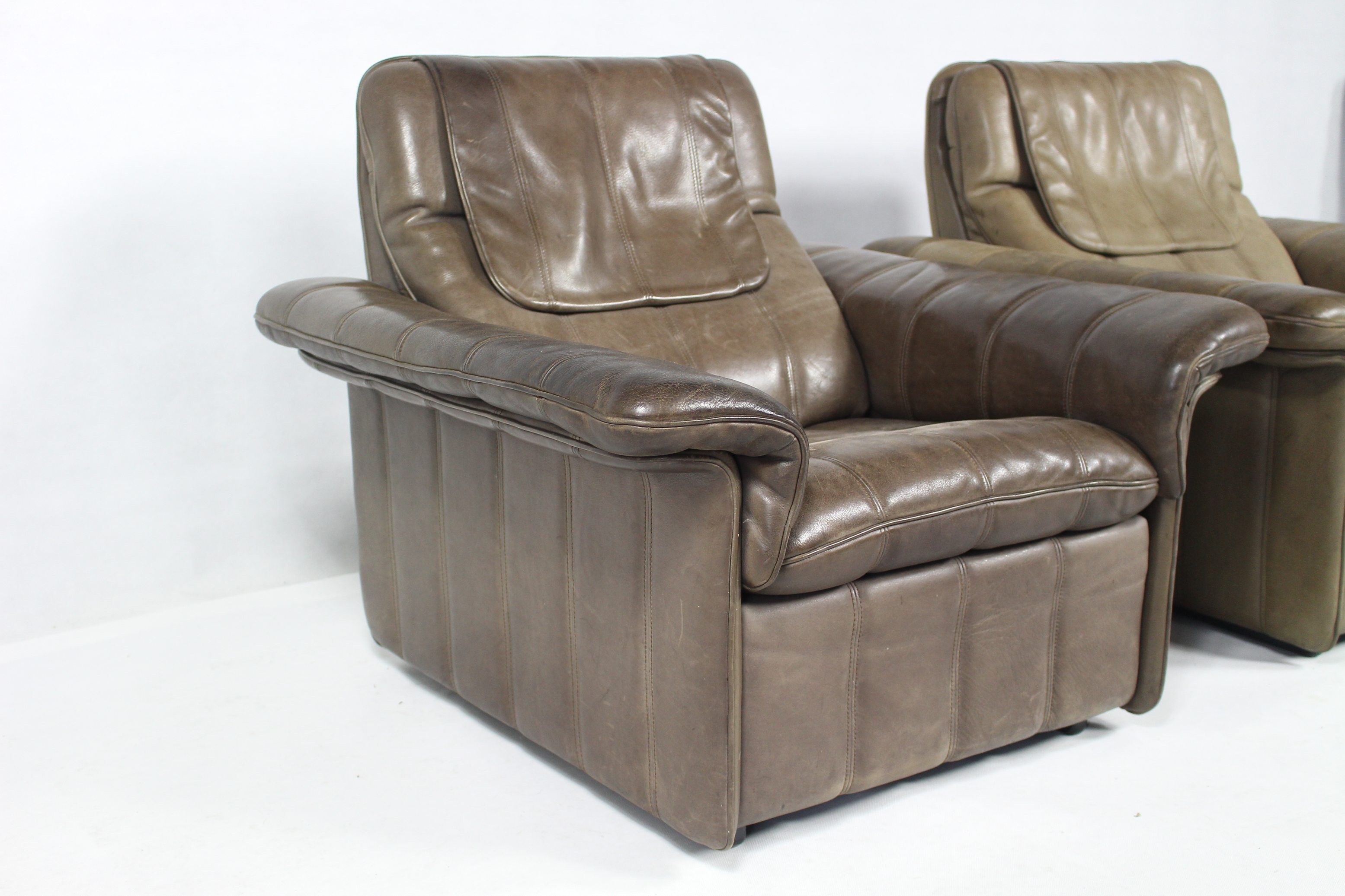 Pair of buffalo leather lounge chair 1970's