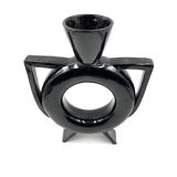 Vase organique moderne en céramique noire, Italie années 1980