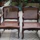 Pair of Louis XV style armchairs in wood and caning.