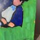 Tableau huile sur toile campagne couple