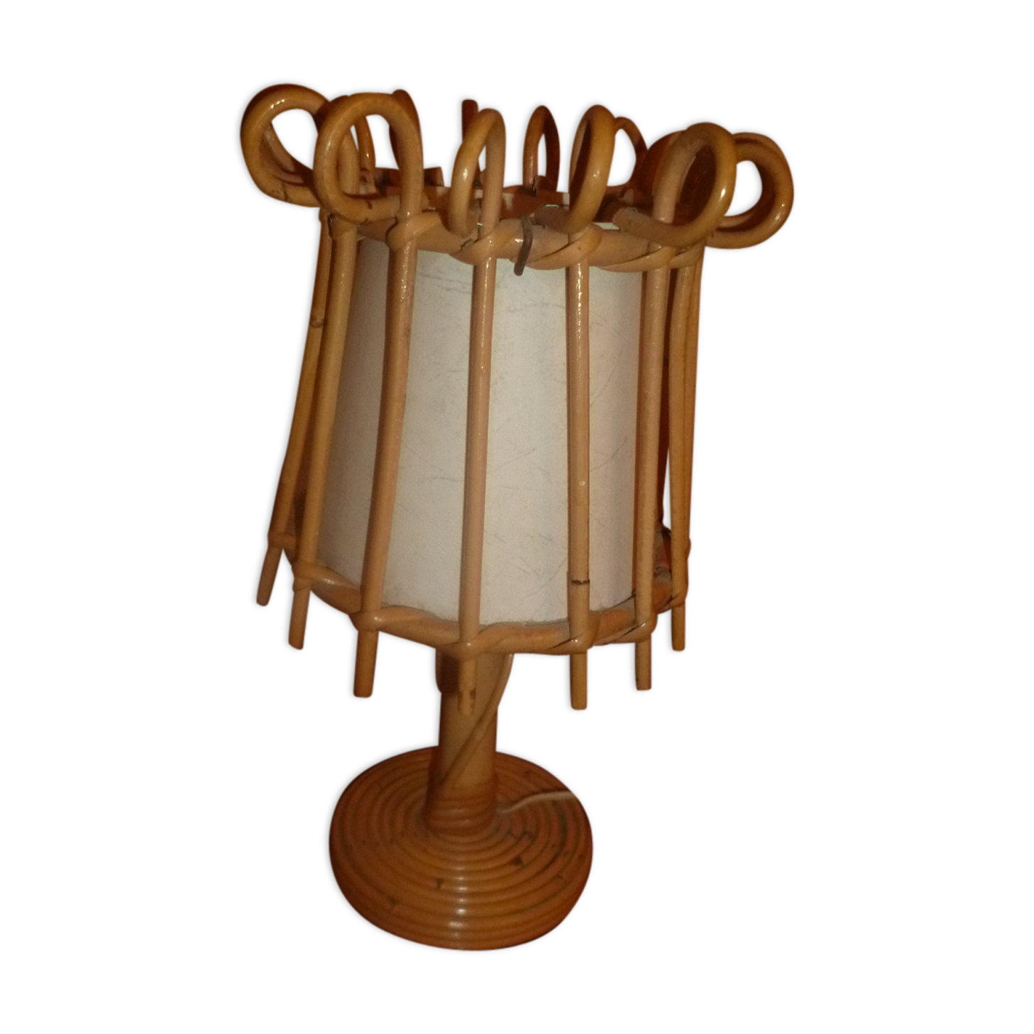 Wicker and rattan 1960 bedside lamp