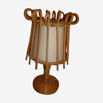 Wicker and rattan 1960 bedside lamp