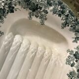 Vintage asparagus dish in sarreguemines and Digoin iron earth, Récamier model