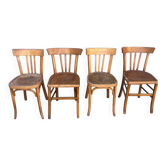 (Lot) 4 chaises bistrot bois vintage baumann