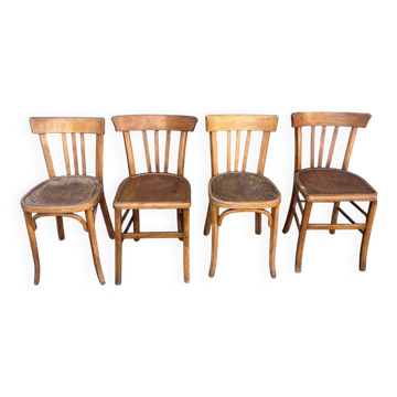 (Lot) 4 vintage wooden bistro chairs by Baumann