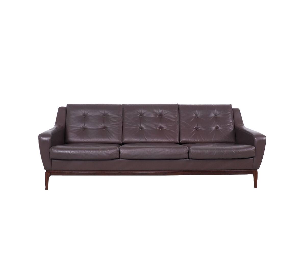 Vintage Brown Leather Sofa on Rosewood Legs from Porfilia Werke, 1960s