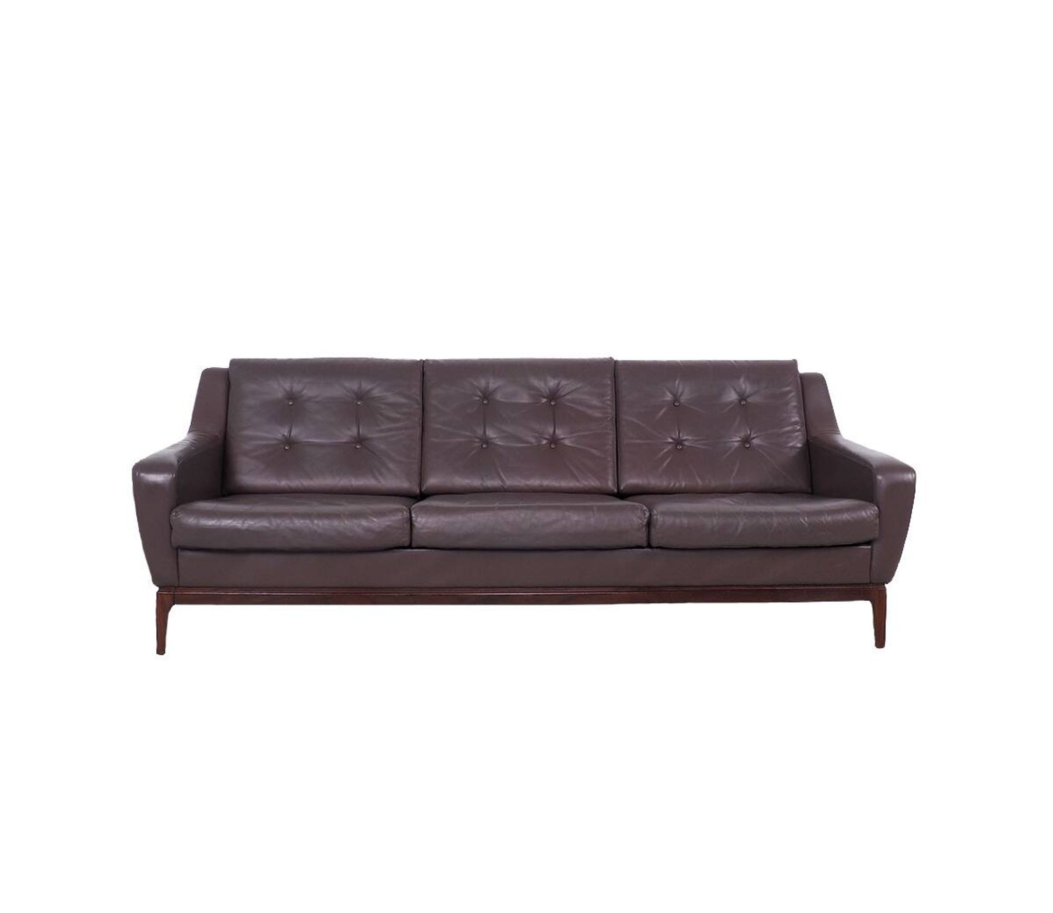 Vintage Brown Leather Sofa on Rosewood Legs from Porfilia Werke, 1960s