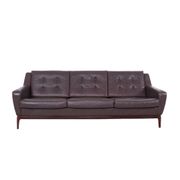Vintage Brown Leather Sofa on Rosewood Legs from Porfilia Werke, 1960s
